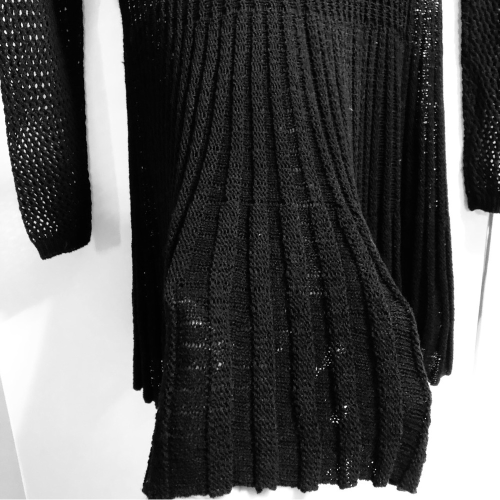 Xception(al) Small Black “Lacey” Knit Cardigan/ Duster “Pleated” - Picture 7 of 12